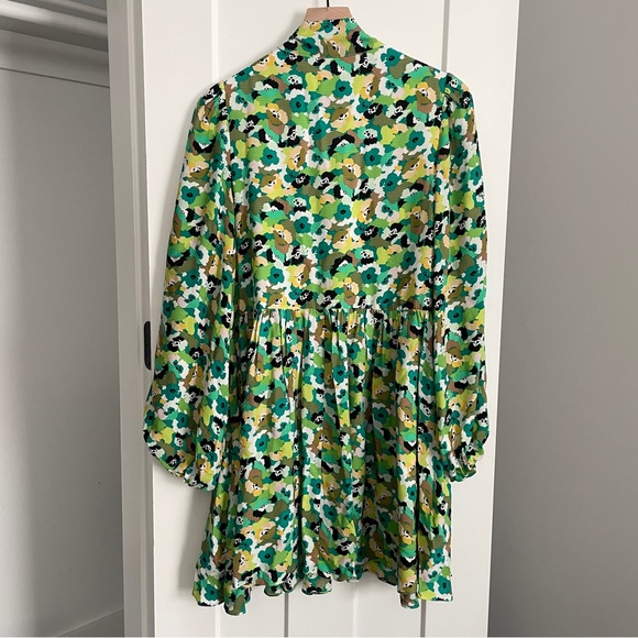 NWT Ted Baker IIva Full Skirted Mini Dress Bright Green Floral Size 3 US 8/10 - Picture 5 of 11